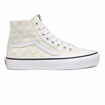 Női Vans Checkerboard Sk8-Hi Tapered Magasszárú Cipő VA4913685 Fehér